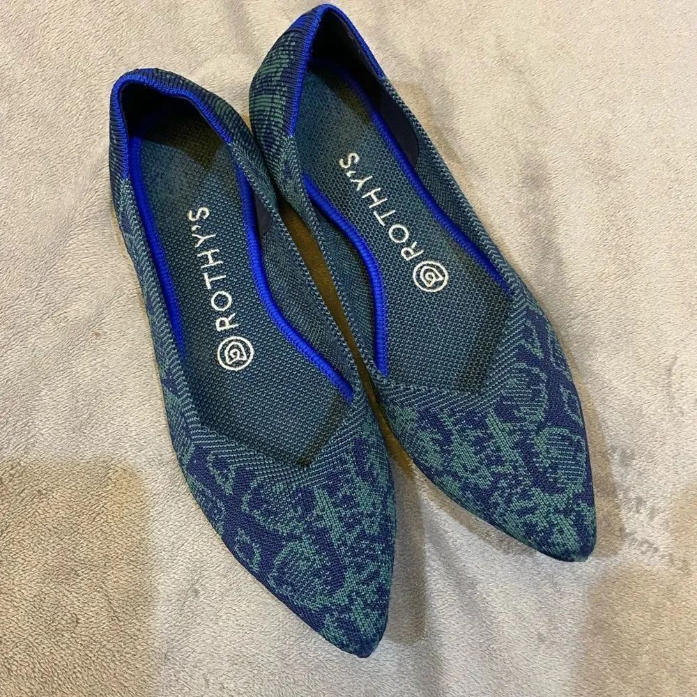 Rothy's The Point Emerald Blue Flats Women’s Size 7.5